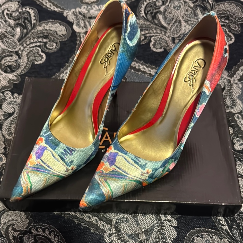 Carlos by Carlos Santana Blue and Red Stiletto Heels